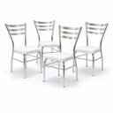 Ver imagem 2 de Cadeira de Cozinha Jantar com Reforço Cromada Assento Grosso Branco Confortável Kit 4 Unidades