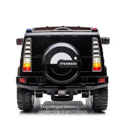 Mini Carro Jipe Elétrico Infantil 12V Policia Luz Som Bateria Controle Remoto Preto Brinqway Bw236pt - 3