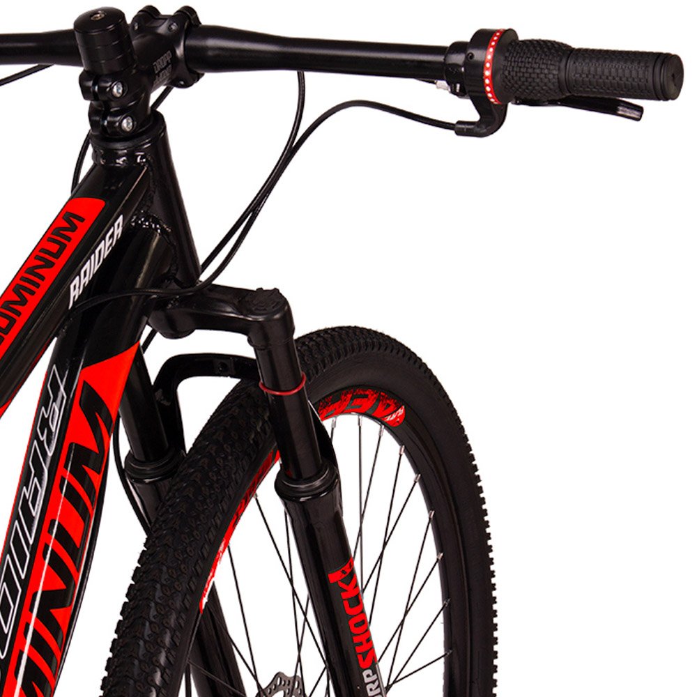 Bicicleta MTB Aluminum Aro 29 Quadro 17 com 21 Marchas Freio Mecânico Preto Vermelho - Raider - 6