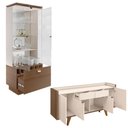 Ver imagem 1 de Conjunto Decorativo Cristaleira e Buffet Aparador Peggy/albâni Off White/castanho G26 - Gran Belo