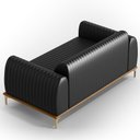Ver imagem 6 de Kit Sofá 2 Lugares 150cm com 2 Poltronas Molino Pés D'ouro D02 Couríssimo Preto B-159 - Lyam