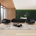 Ver mais imagens de Kit Sofá 2 Lugares 150cm com 2 Poltronas Molino Pés D'ouro D02 Couríssimo Preto B-159 - Lyam