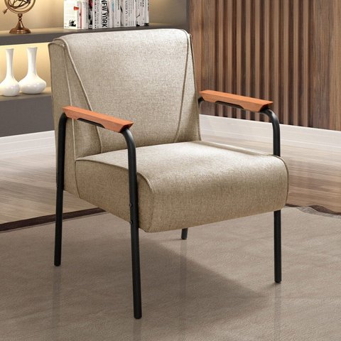 Kit 4 Poltronas Decorativas Braços Fixo Jade Marrom