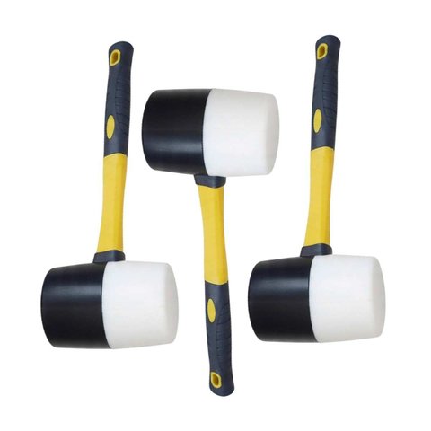Martelo Borracha Marreta Kit 3 Uni Assenta Piso Obra Reparo Piso Taco Reparo Manutençao Ceramica Lad