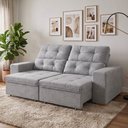 Ver imagem 1 de Sofá Torino Retrátil Reclinável 2m 3 Lugares Linho Conforto - Cinza