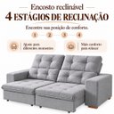Ver imagem 5 de Sofá Torino Retrátil Reclinável 2m 3 Lugares Linho Conforto - Cinza