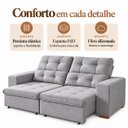Ver imagem 4 de Sofá Torino Retrátil Reclinável 2m 3 Lugares Linho Conforto - Cinza