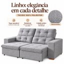 Ver imagem 6 de Sofá Torino Retrátil Reclinável 2m 3 Lugares Linho Conforto - Cinza
