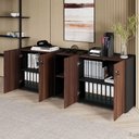 Ver imagem 7 de Armário Escritório F5 Office 4 Portas 2 Prateleiras MDP 200cm Louro Preto com Preto F5 Office