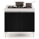Ver imagem 3 de Balcão para Cooktop 80cm 2 Portas Flórida Branco-preto - Lumil Móveis