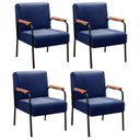 Ver imagem 2 de Kit 4 Poltronas Decorativas Braços Fixo Jade Azul Marinho