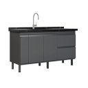 Ver imagem 1 de Gabinete Cozinha Mdf 1,44m Elegance com 5 Pés Pré-montado:cinza Opera