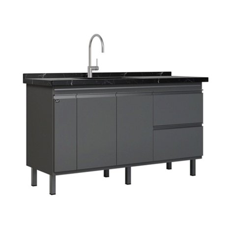 Gabinete Cozinha Mdf 1,44m Elegance com 5 Pés Pré-montado:cinza Opera