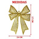 Ver imagem 2 de Kit 12 Enfeites Árvore de Natal Laço Dourado Glitter 24cm