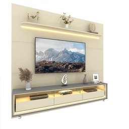 Painel e Rack Led Rodízios Royal Requinte 212 Off White Cinza - Gelius - 8