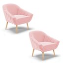 Ver imagem 1 de Kit 02 Poltronas Giovana Suede Rosa Bebê Natural