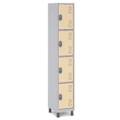 Armário 4 Portas Pequenas Locker Uso Profissional:bege