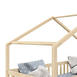 Cama Montessoriana Madeira Maciça Casa com Estrado Elea Natural - 3