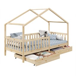 Cama Montessoriana Madeira Maciça Casa com Estrado Elea Natural - 11