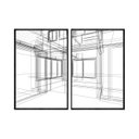 Ver imagem 1 de Kit 02 Quadros Decorativos - Arquitetura Engenharia Esboco Prf008 - Vidro com Impressão Uv -40x60cm