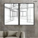 Ver imagem 2 de Kit 02 Quadros Decorativos - Arquitetura Engenharia Esboco Prf008 - Vidro com Impressão Uv -40x60cm