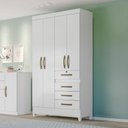 Ver imagem 1 de Guarda Roupa Solteiro com 4 Portas 4 Gavetas 110x204cm Sobral Moval Branco Flex
