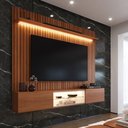 Ver imagem 1 de Painel com Rack Milano para TV até 70” com Nicho com LED, Prateleira de Vidro, Portas Basculantes
