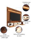 Ver imagem 3 de Painel com Rack Milano para TV até 70” com Nicho com LED, Prateleira de Vidro, Portas Basculantes