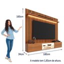 Ver imagem 4 de Painel com Rack Milano para TV até 70” com Nicho com LED, Prateleira de Vidro, Portas Basculantes