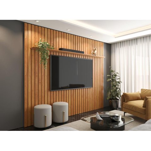 Painel Ripado Su 2.30m para Tv até 85'' Cor Cinamomo Pt