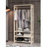 Conjunto Closet De Madeira Aberto E Cabideiro Triplo Para Quintal Com Suporte Nova Decor Movel Multi - 6