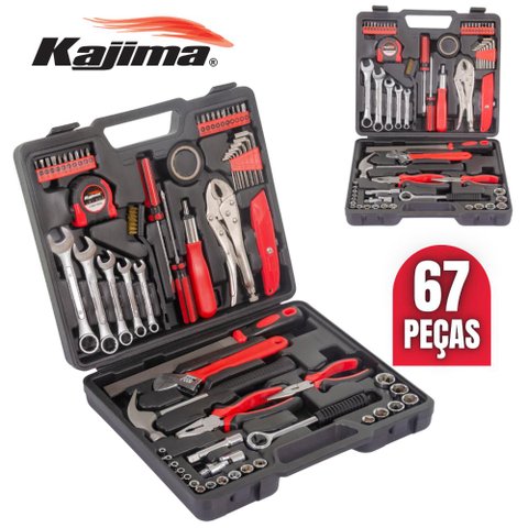 Maleta De Ferramentas Profissional Kajima JFH67P Com 67 Peças Sistema Soft Grip Maior Resistência