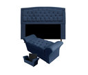 Ver imagem 1 de Cabeceira Geovana e Calçadeira Veneza Para Quarto Solteiro 90cm Suede Azul Marinho - LM DECOR
