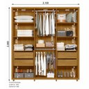 Ver imagem 2 de Guarda Roupa 100% Mdf 2 Espelhos 6 Portas 210cm Matisse 184 Espazzo Madetec
