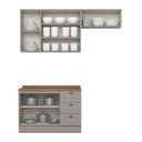 Ver imagem 4 de Cozinha Compacta Modulada 3 Peças 100% MDF com Tampo Americana Cinza/Nature