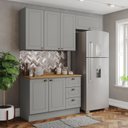 Ver imagem 1 de Cozinha Compacta Modulada 3 Peças 100% MDF com Tampo Americana Cinza/Nature
