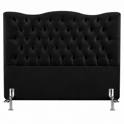 Cabeceira Espanha King Estofada em Corino Capitonê 195 cm:Preto