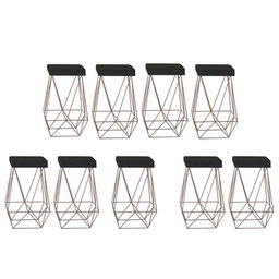 Kit 9 Puffs Luci Cor Bronze Assento Preto Gatmagazine - 1