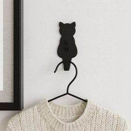 Cabideiro de Parede Gato Preto Gancho Pendurar Roupas Bolsas Multiuso Luft Masutti - 5 Cabideiro de Parede Gato Preto Gancho Pendurar Roupas Bolsas Multiuso Luft Masutti - 5
