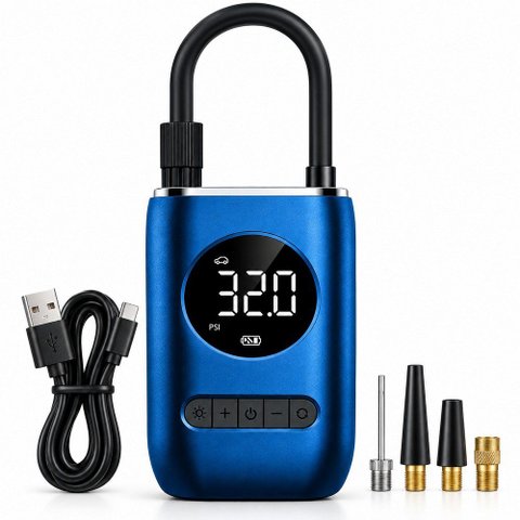 Mini Compressor de Ar Portátil Digital Recarregável para Pneus, Carros, Motos, Bicicletas Bivolt