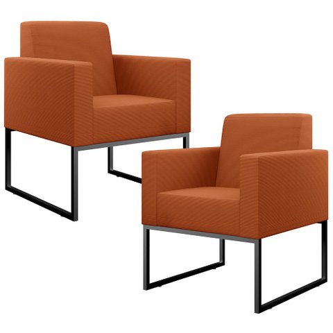 Kit 02 Poltronas Decorativas Sala Base fixa Metal Helô L02 Tecido Terracota - Lyam Decor