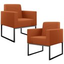 Ver imagem 1 de Kit 02 Poltronas Decorativas Sala Base fixa Metal Helô L02 Tecido Terracota - Lyam Decor