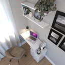 Ver imagem 4 de Escrivaninha Mesa Escritório e Home Office com 4 Gavetas 112cm MDF Branco