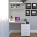 Ver imagem 3 de Escrivaninha Mesa Escritório e Home Office com 4 Gavetas 112cm MDF Branco
