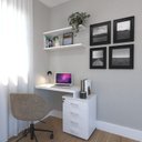 Ver imagem 1 de Escrivaninha Mesa Escritório e Home Office com 4 Gavetas 112cm MDF Branco