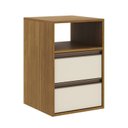 Ver imagem 1 de Mesa de Cabeceira 100% MDF Puxador Calha 2g Freijo/Off White Marrom