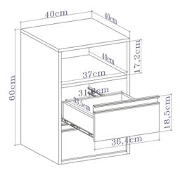 Mesa de Cabeceira Puxador Calha 2g Freijo/off White - 2