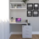 Ver imagem 3 de Escrivaninha Mesa Escritório e Home Office com 4 Gavetas 112cm MDF Branco E Cinza Cristal