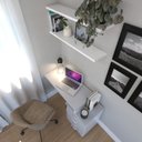 Ver imagem 4 de Escrivaninha Mesa Escritório e Home Office com 4 Gavetas 112cm MDF Branco E Cinza Cristal