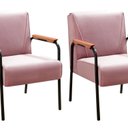 Ver imagem 1 de Kit 2 Poltronas Decorativas Jade Braços Fixo Rosa Rose